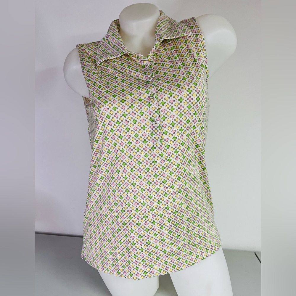 EP Pro Tour Tech Women’s Sleeveless Pink Yellow Green White Golf Shirt - Medium